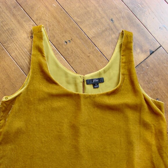 J. Crew Velvet Sleeveless Tank Top Boxy Mustard Yellow Gold Size 2 Small - Picture 7 of 14
